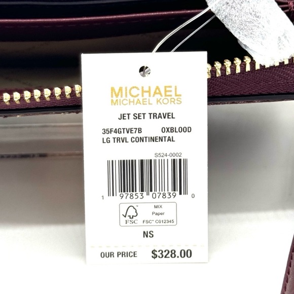 Michael Kors Large Continental Wallet Wristlet Ox Blood Multi - Picture 10 of 10